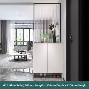 Weimei | Modern Minimalist Entryway Shoe Cabinet with Frosted Glass Partition
