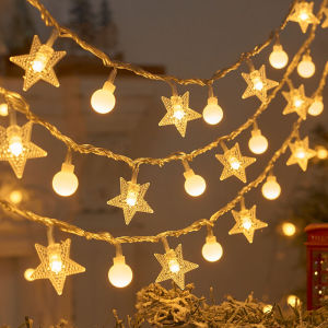 1.5M Christmas LED String Lights Star Elk Snowflake Light String Merry Christmas Decorations for Home Xmas Tree Decor Fairy Light Pendant