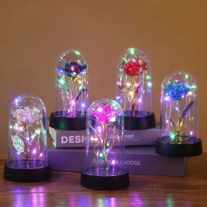 1pc Hot LED Enchanted Galaxy Rose Eternal Beauty Rose With Fairy Lights in Dome for Valentines Day Wedding Party Mothers Day