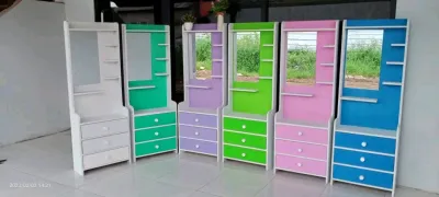 PROMO!!!meja rias AIKO kosmetik laci 3 jumbo/ lemari kosmetik laci 3 plus cermin siap pakai
