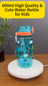 R. Stock-Kids Cute Cartoon Unicorn Dinosaur water Bottle with Straw BPA Free Drinking Bottle Water Bottle -600ML-DN-041