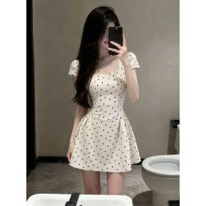 LIRENQING | Đầm Dots Polka Đẹp Dáng Xòe Ngắn