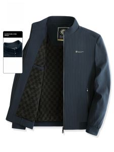 ROMON | Lormen Mens Collared Jacket Casual Short Style For Middle-Aged And Elderly Fathers Business Leisure Workwear Windproof Polyester Fiber