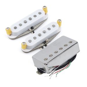 FLEOR Guitar Pickups Set SSH Alnico 5 Staggered Single Coil +Humbucker Pickup 4 Wires 52/52/52mm HSS Electric Guitar Parts