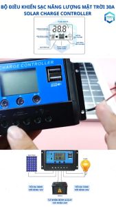 Điều Khiển Sạc Năng Lượng Mặt Trời TEKI PWM 30A 12V 24V Solar Charge Controller