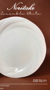 NORITAKE - Ensemble White - 01 Dĩa Cạn Full Trắng Vân Xoáy 20.5cm