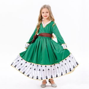 Princess Hunter Long Skirt Costume Childrens Halloween Cosplay Role-playing National Dance Performance Womens Traditional Clothing