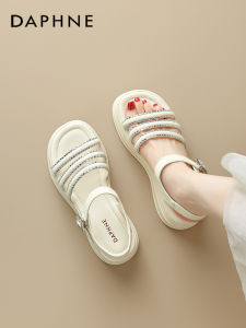 Daphne | French Style Womens Sandals White Graceful Match Dress Elevated Thick Sole