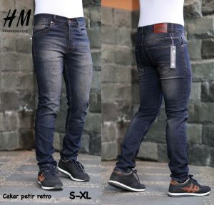 Celana Jeans Polos Panjang Pria Stretch Denim Melar Tebal Slimfit Skinny Size S-XL