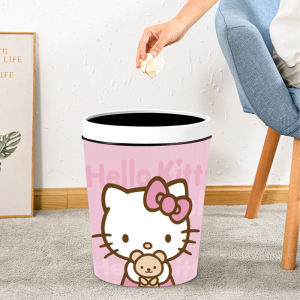 Pink Creative Trash Can Luxury Cartoon Cute Home Living Room Bedroom Girls Room Children Princess Bucket Leather round Barrel Shape