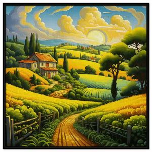 Tranh treo tường tranh dán tường con đường về làng tranh phong cảnh làng quê chất liệu Acrylic. CGI-106