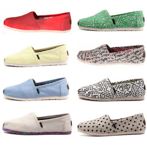 Loffler Spring Summer Pure Color Stripe Canvas Slip-On Casual Low Cut Womens Shoes Breathable Comfortable Rubber Sole