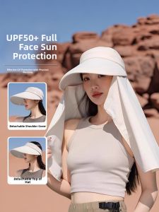Zanning | Sun Protection Hat with Face Mask and Neck Cover Ice Silk Summer Wide Brim Hat for Women