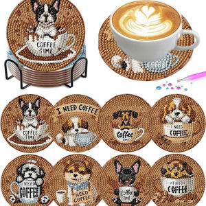 other | 8 pieces/set of diamond art painting coasters with brackets DIY animal pattern diamond art coasters suitable for both adults a