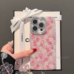 Ốp Lưng iPhone 16 pro Max Mùa Xuân Mới Apple 17 pro Không Khí Mềm Mại Màn Hình Đầy Đủ Hoa Hồng Trắng Hồng Toàn Bộ Ống Kính Bảo Vệ