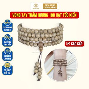 Vòng tay trầm hương chuỗi 108 hạt tốc kiến tự nhiên cao cấp Sơn Mộc Hương mùi thơm sống ngọt lâu dài đeo tay nam nữ mang ý nghĩa phong thủy may mắn tài lộc