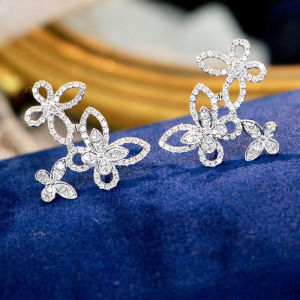 Huitan New Fashion Butterfly Stud Earrings with Brilliant CZ Luxury Womens Earrings for Party Fancy Gift Small Fresh Jewelry
