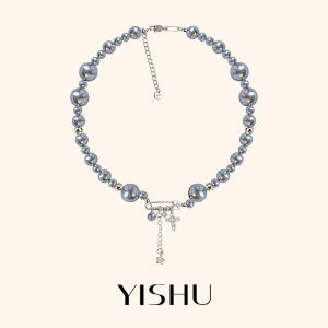 YISHU | Elegant Design Pearl Necklace with Cross Pendant