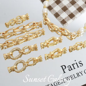 จี้โซ่หิน Zircon 18K ชุบทอง เครื่องประดับ DIY ทำมือ จี้หัวเข็มขัด หัวเข็มขัดสุดเก๋สำหรับสร้อยคอและแหวน