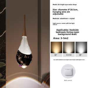 Aluminum Crystal Bedside Small Droplight Bedroom Normcore Creative Living Room Background Wall Hallway Single Double-Headed Long Line Light
