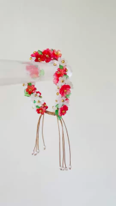 สร้อยข้อมือดอกไม้ เชือกเทียน ปรับขนาดได้ | สร้อยข้อมือแฮนด์เมด สไตล์พาสเทล