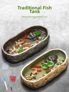CHONGXIAOSHUAI | Traditional Eco Stone-like Water Garden Bowl Lotus Landscape Vase