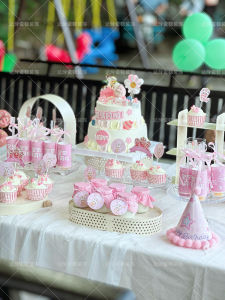 Pink Decorative Stickers for Snake Baby Dessert Table Birthday Girls Hundred Days Moon Cake Celebration Peace Joy Happiness