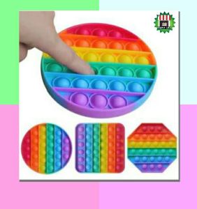Mainan anak pop it rainbow jumbo murah pop it pelangi bahan silicone mainan peningkat sensorik anak motif random