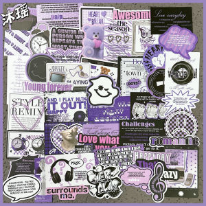 สติ๊กเกอร์ตกแต่งลายอังกฤษสไตล์เกาหลี Dark Purple INS สำหรับบันทึกข้อมูล DIY เคสมือถือ iPad ลายติดตกแต่ง