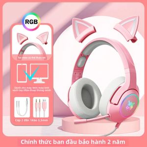 Onikuma K9 Tai nghe có dây với RGB ánh sáng linh hoạt HD Mic 3.5mm chơi game tai nghe máy tính Tai nghe cho PC Gamer PS4 Xbox