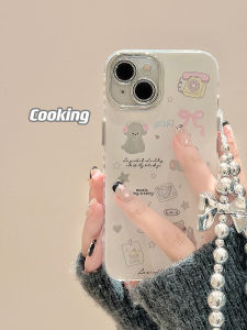 เคสโทรศัพท์มือถือ Apple iPhone 15 pro Max ลายการ์ตูนสุดน่ารักพร้อมสายโซ่ ป้องกันการตกหล่นแบบเต็มจอ สำหรับผู้หญิง