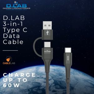 D.LAB 3-in-1 60W Type C Charging Cable (NPLUS3) - Support a Homegrown Singapore Brand D.LAB Dezign Laboratories