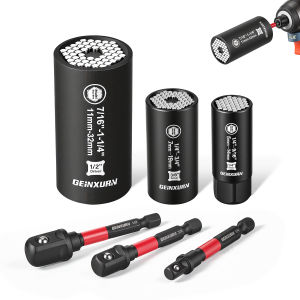 Geinxurn Universal Socket Set CR-V Steel Honeycomb Design Fits All Shapes & Sizes Portable Repair Tool Kit for Repair