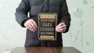 2 Pack Please Keep Gate Closed At All Times Signs 10 x 7 Inches Metal Reflective Rust Aluminum Weatherproof UV Protected Easy Mounting Indoor or Outdoor Use