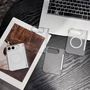 szhaiyu | Frosted and Transparent Hard PC Phone Case For iPhone Duo For Magsafe With Hinge Protection Shockproof Bumper Anti-drop Cover