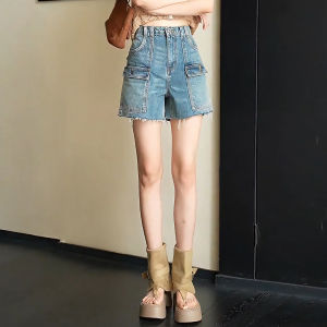 MEITESIJIAONU | Thin High Waist American Vintage Frayed Hem Denim Shorts