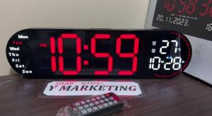 5509 Extra Length Digital Alarm Clock Wall Hang Clock Or Display Stand With Ambiance Light Timer And Countdown