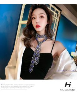 เนคไทระยิบปักเลื่อมสำหรับไนท์คลับบาร์ปาร์ตี้สไตล์เรียบง่ายเนคไทเครื่องแบบผู้หญิงปาร์ตี้