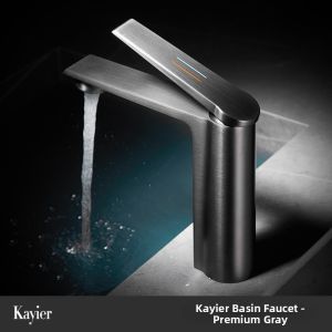 INSIHAY | Gun Gray Full Copper Hot And Cold Faucet For Lavatory