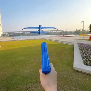 Foam Plane Aircraft Gun Throwing Foam Plane Glider Toy for Kids Gun Catapult Roundabout 8-12M