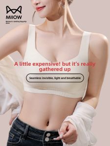 MiiOW | Ice Silk One-Piece Backless Bra Womens Summer Seamless Bandeau Crop Top Gathered Small Chest No Trace Underwear MiiOW Cat Person