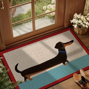 VIKAMA Cute Dachshund Welcome Door Mat Non-Slip Washable Kitchen Bedroom Bathroom Entrance Rug Soft Home Decor Floor Mat