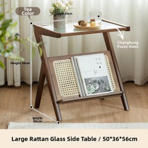 ZHUTING | Portable Solid Wood and Bamboo Rattan Coffee Table