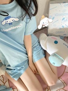 Cinnamoroll Babycinnamoroll Nightdress Womens Summer Short-Sleeved Cartoon Pure Desire Net Red Wind Big Ear Dog Fat Girls Pajamas Homewear Suit