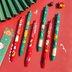 【Free Shipping】Christmas Press Gel Pens Student Fountain Pens Cute Cartoon Pen Writing Signature Pen Christmas Stationery Gift