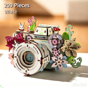 CONUSEA | DIY Wooden Camera Model Assembled Eternal Flower 3D Building Blocks Puzzle Holiday Christmas Birthday Gifts