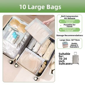 Vacuum Sealing No Pump Hand Roll Clothing Storage Bag