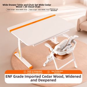 QIMIAOWU | Height Adjustable Large White Study Table Wide Solid Wood