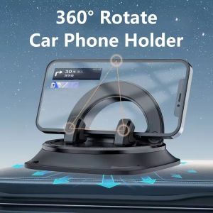 【Pphha】360° Rotation Car Phone Holder with Anti-slip Pad Dashboard Head-Up Automatic Clamping Triple Fixation Navigation Stand Auto Interior Accessories