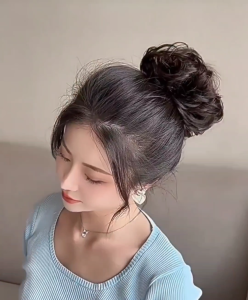 Flower Bud Wig High-Temp Synthetic Elastic Scrunchie Ponytail Fluffy Hair Accessory For Ladies